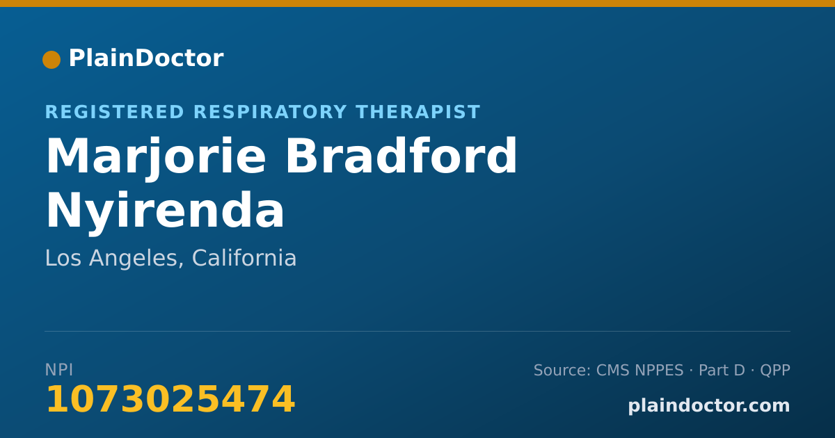 Shareable card for Marjorie Bradford Nyirenda - Registered Respiratory Therapist, Los Angeles, CA