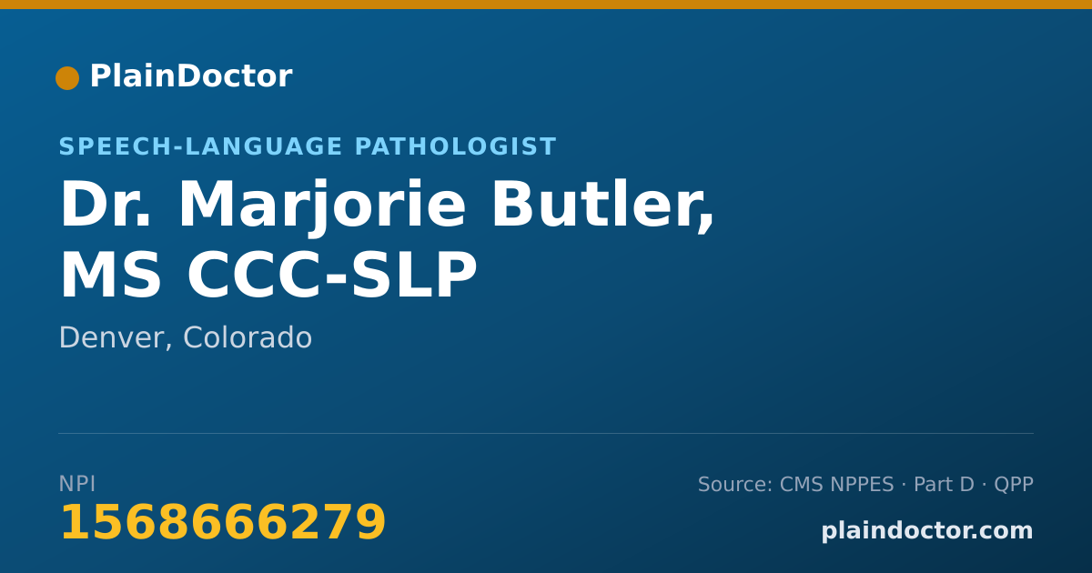 Shareable card for Marjorie Butler, MS CCC-SLP - Speech-Language Pathologist, Denver, CO