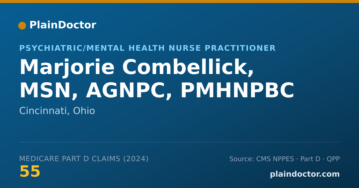 Shareable card for Marjorie Combellick, MSN, AGNPC, PMHNPBC - Adult Health Nurse Practitioner, Cincinnati, OH