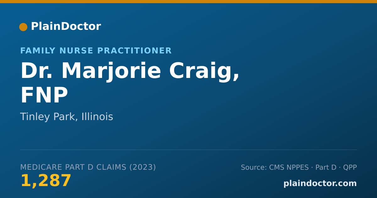 Shareable card for Marjorie Craig, FNP - Family Nurse Practitioner, Tinley Park, IL