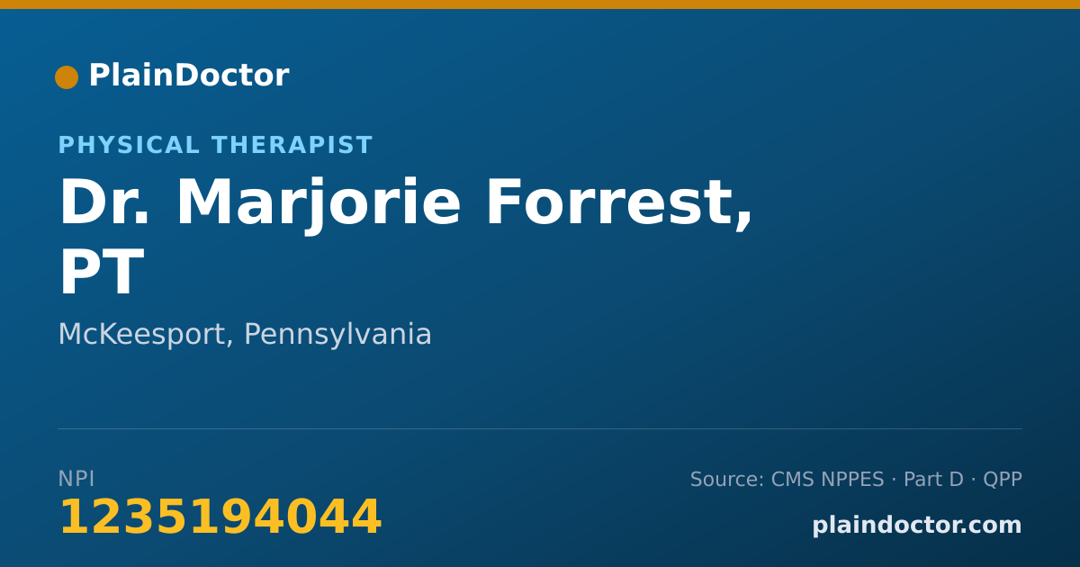 Shareable card for Marjorie Forrest, PT - Physical Therapist, McKeesport, PA