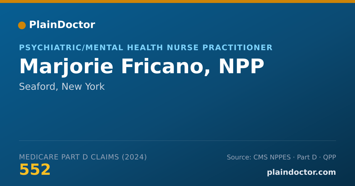 Shareable card for Marjorie Fricano, NPP - Psychiatric/Mental Health Nurse Practitioner, Seaford, NY