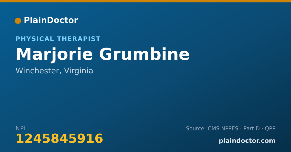 Shareable card for Marjorie Grumbine - Physical Therapist, Winchester, VA