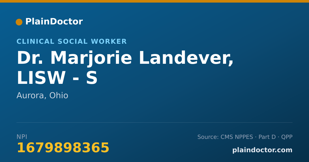 Shareable card for Marjorie Landever, LISW - S - Clinical Social Worker, Aurora, OH