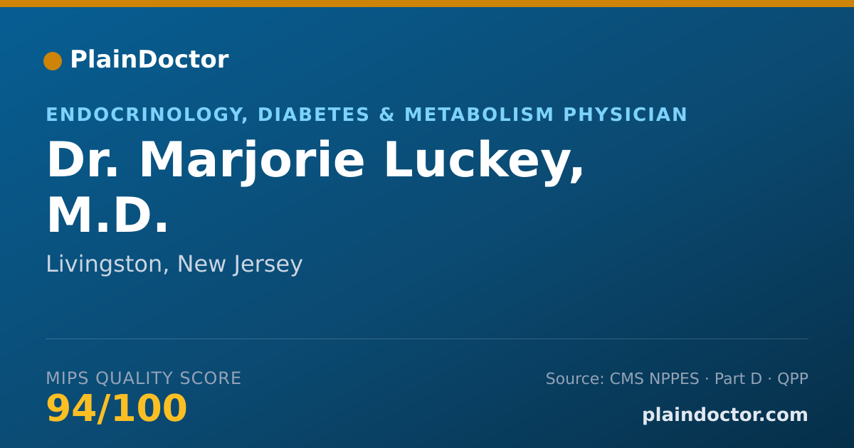 Shareable card for Marjorie Luckey, M.D. - Endocrinology, Diabetes & Metabolism Physician, Livingston, NJ