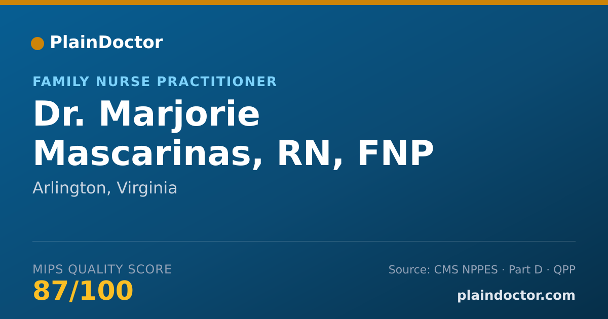 Shareable card for Marjorie Mascarinas, RN, FNP - Family Nurse Practitioner, Arlington, VA