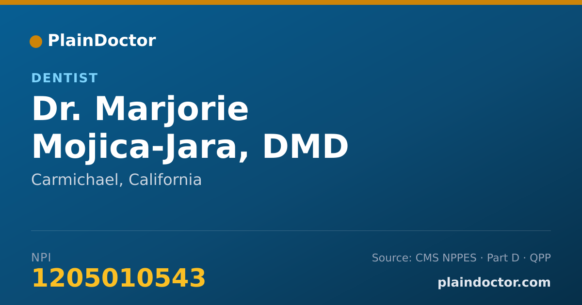Shareable card for Marjorie Mojica-Jara, DMD - Dentist, Carmichael, CA