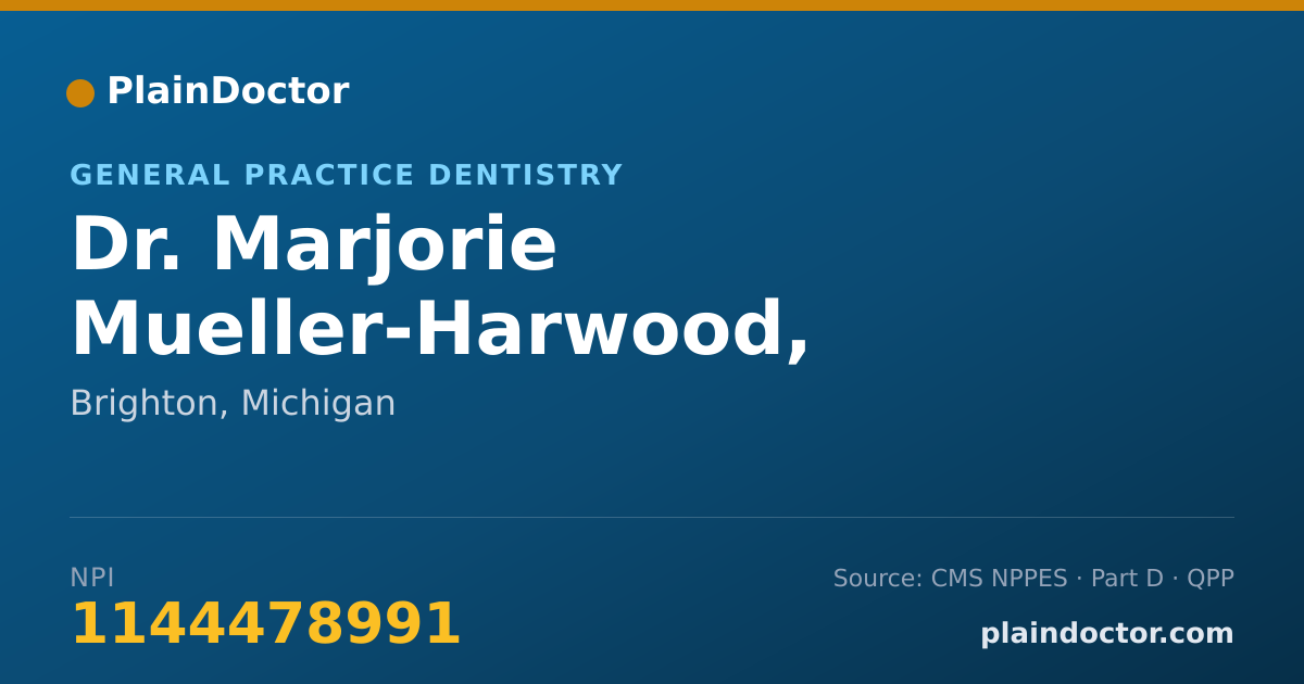 Shareable card for Marjorie Mueller-Harwood, D.D.S. - General Practice Dentistry, Brighton, MI
