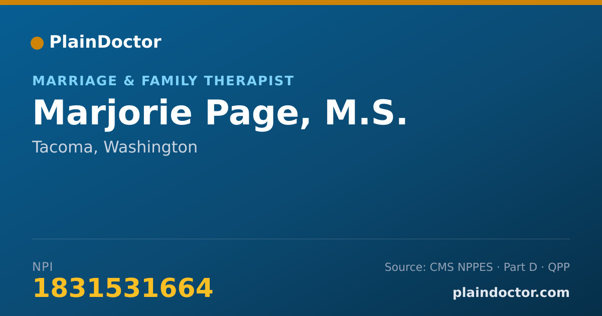Shareable card for Marjorie Page, M.S. - Marriage & Family Therapist, Tacoma, WA