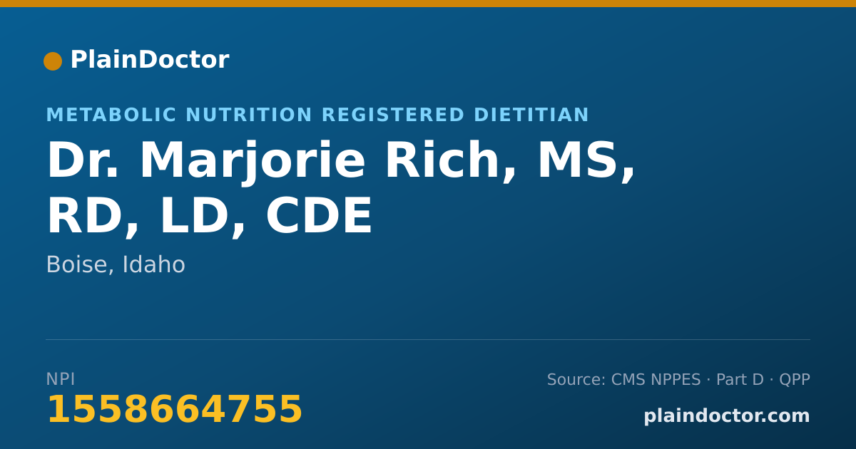 Shareable card for Marjorie Rich, MS, RD, LD, CDE - Metabolic Nutrition Registered Dietitian, Boise, ID