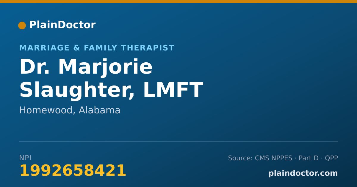Shareable card for Marjorie Slaughter, LMFT - Marriage & Family Therapist, Homewood, AL