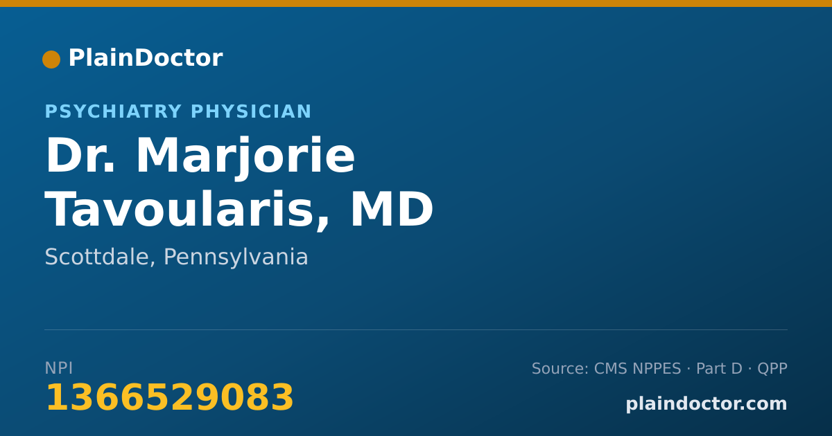 Shareable card for Marjorie Tavoularis, MD - Psychiatry Physician, Scottdale, PA