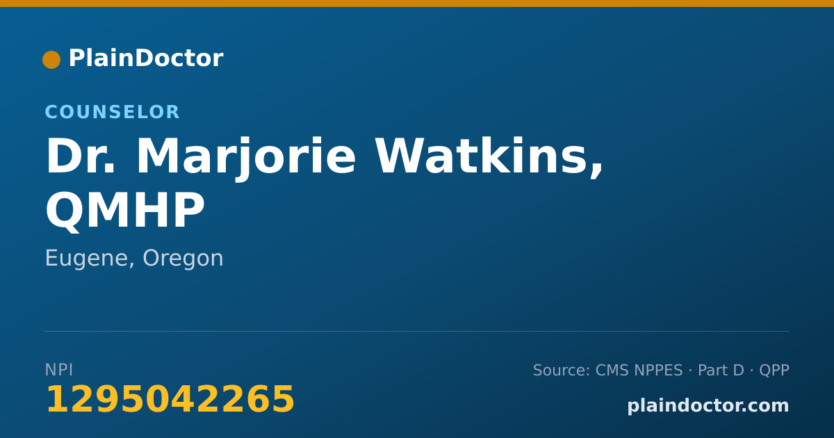 Shareable card for Marjorie Watkins, QMHP - Counselor, Eugene, OR