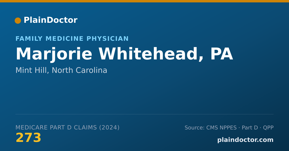 Shareable card for Marjorie Whitehead, PA - Family Medicine Physician, Mint Hill, NC