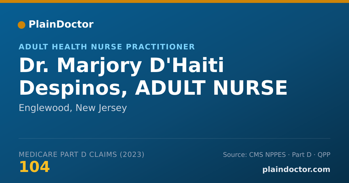 Shareable card for Marjory D'Haiti Despinos, ADULT NURSE PRACTITI - Adult Health Nurse Practitioner, Englewood, NJ