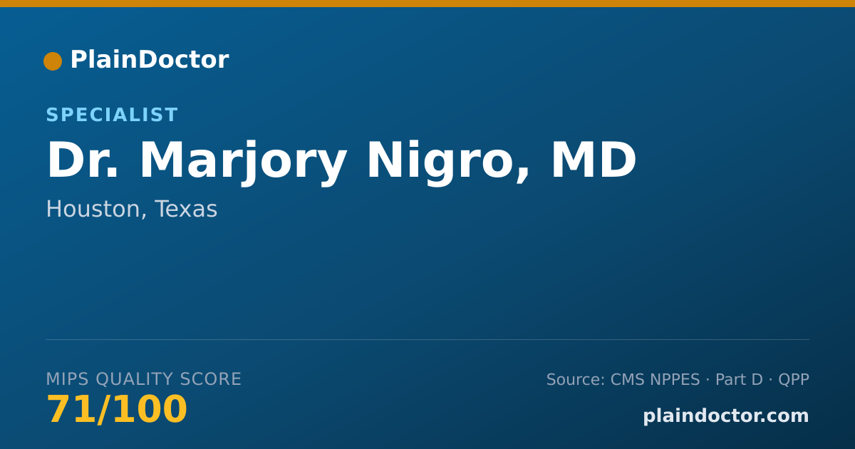 Shareable card for Marjory Nigro, MD - Specialist, Houston, TX