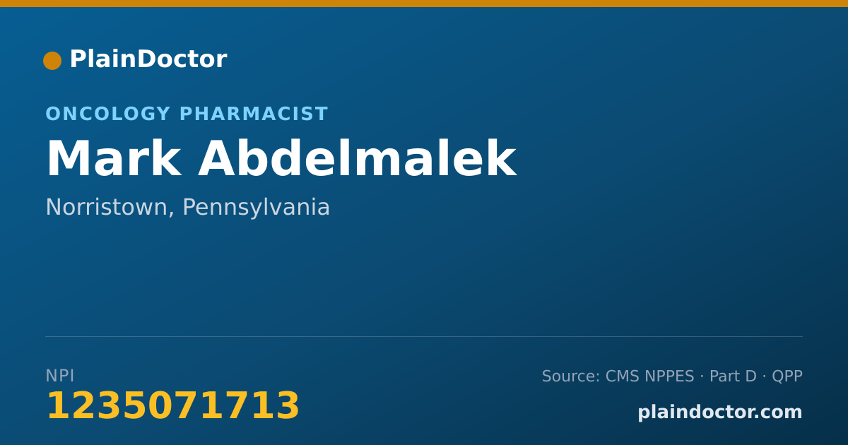 Shareable card for Mark Abdelmalek - Oncology Pharmacist, Norristown, PA