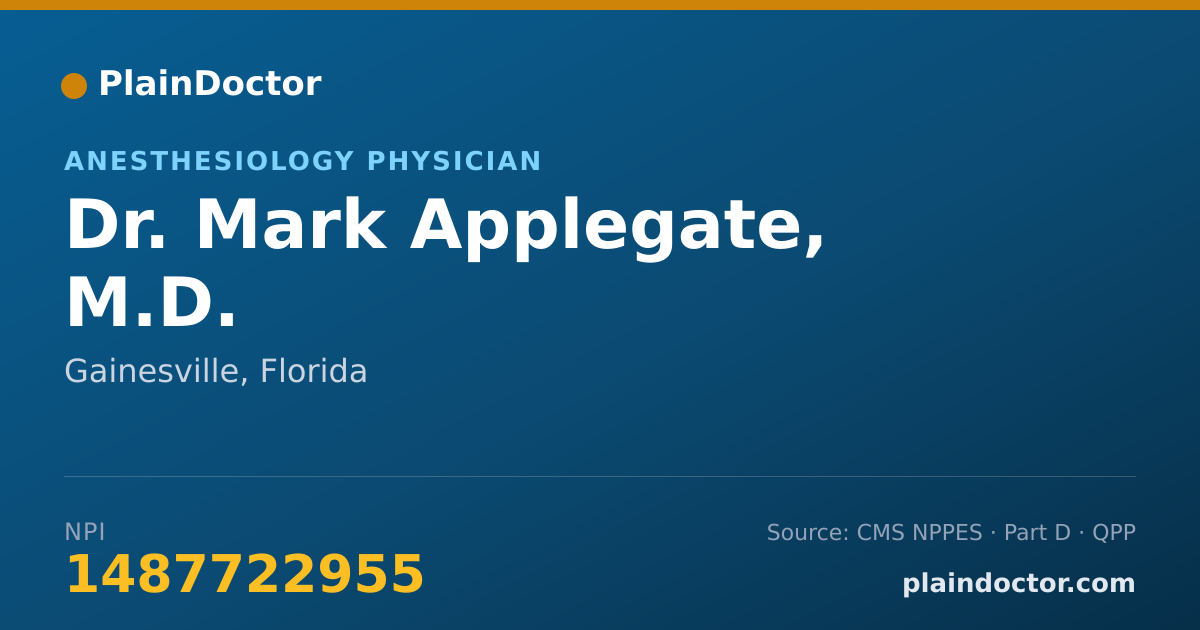 Shareable card for Mark Applegate, M.D. - Anesthesiology Physician, Gainesville, FL
