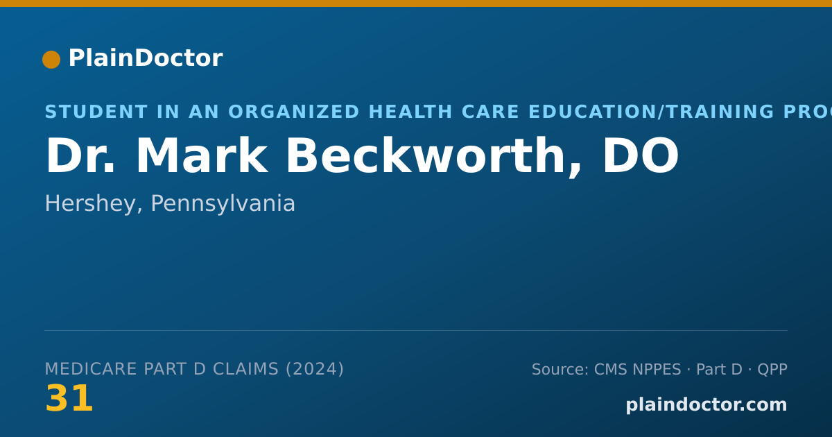 Shareable card for Mark Beckworth, DO - Student in an Organized Health Care Education/Training Program, Hershey, PA