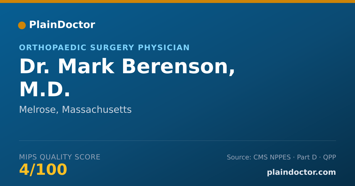 Shareable card for Mark Berenson, M.D. - Orthopaedic Surgery Physician, Melrose, MA