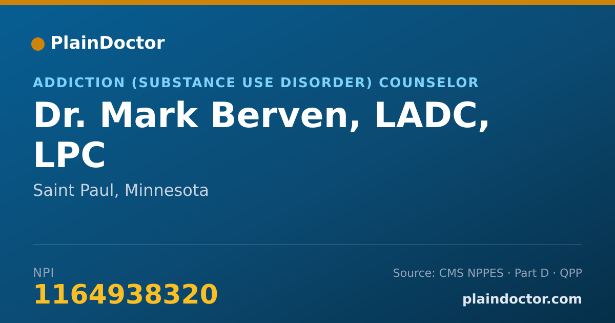 Shareable card for Mark Berven, LADC, LPC - Addiction (Substance Use Disorder) Counselor, Saint Paul, MN