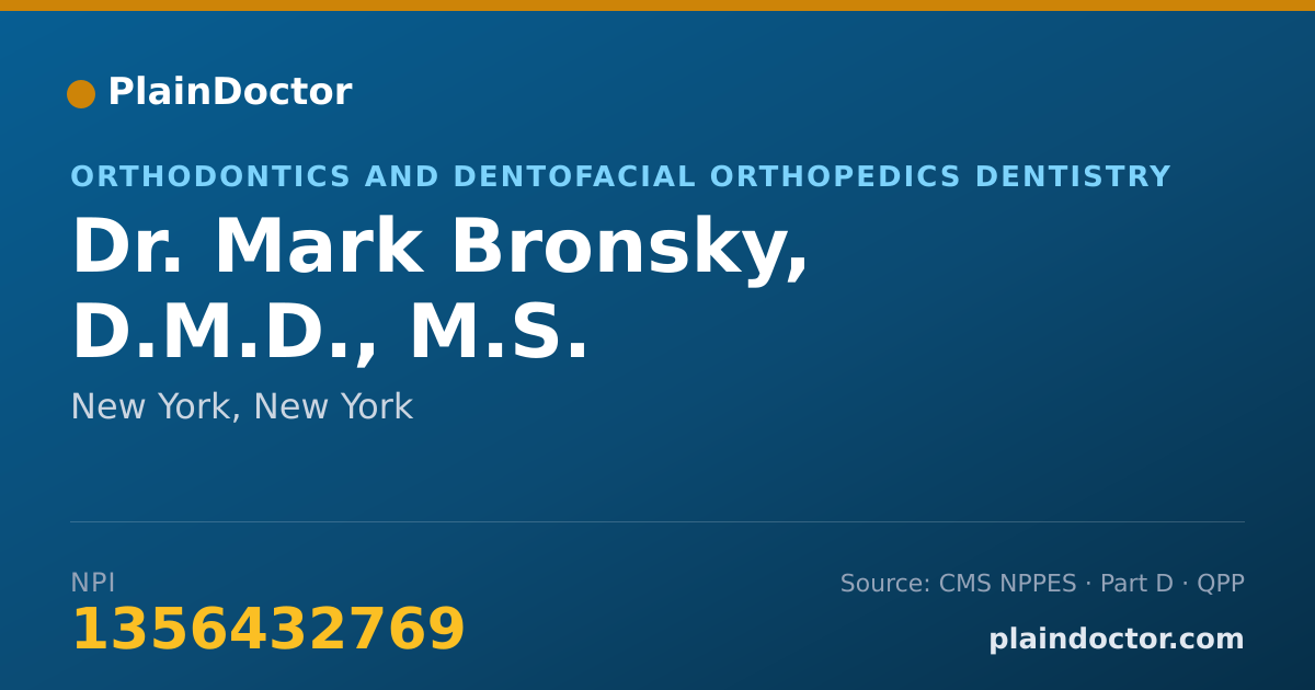 Shareable card for Mark Bronsky, D.M.D., M.S. - Orthodontics and Dentofacial Orthopedics Dentistry, New York, NY