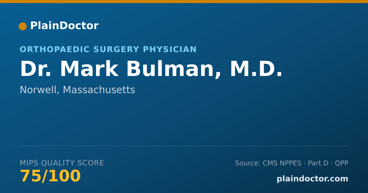 Shareable card for Mark Bulman, M.D. - Orthopaedic Surgery Physician, Norwell, MA
