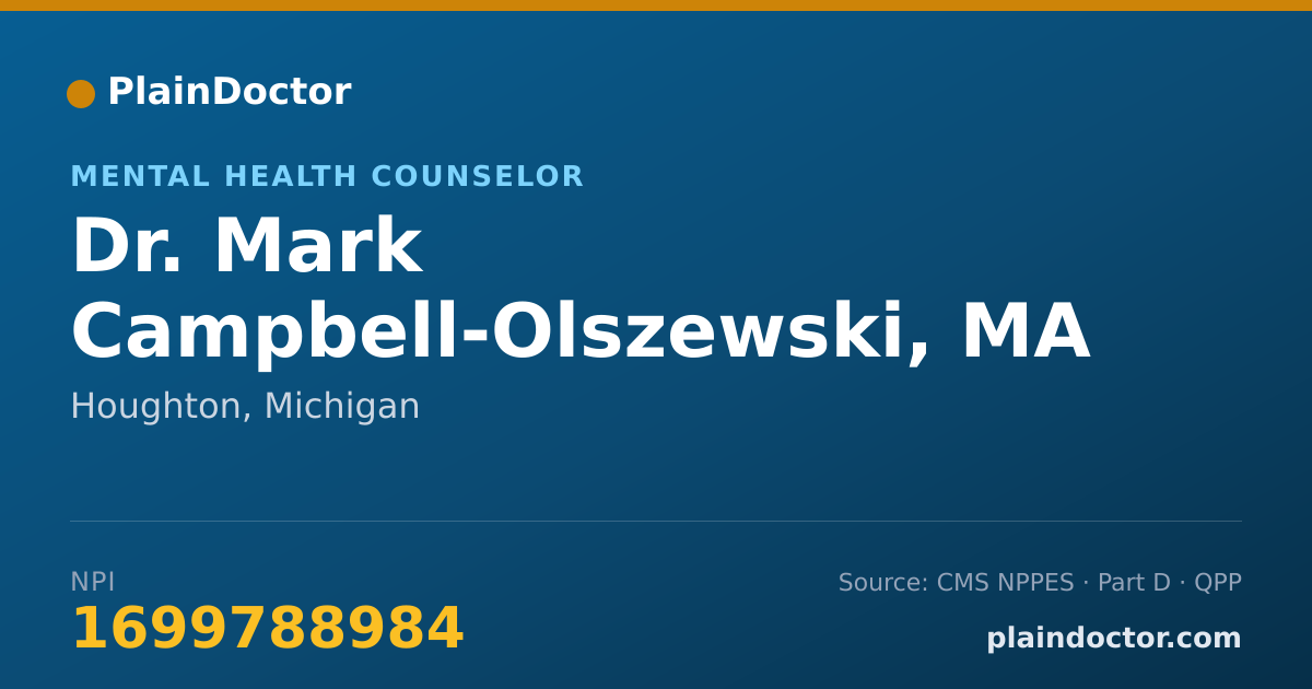 Shareable card for Mark Campbell-Olszewski, MA LLP - Mental Health Counselor, Houghton, MI