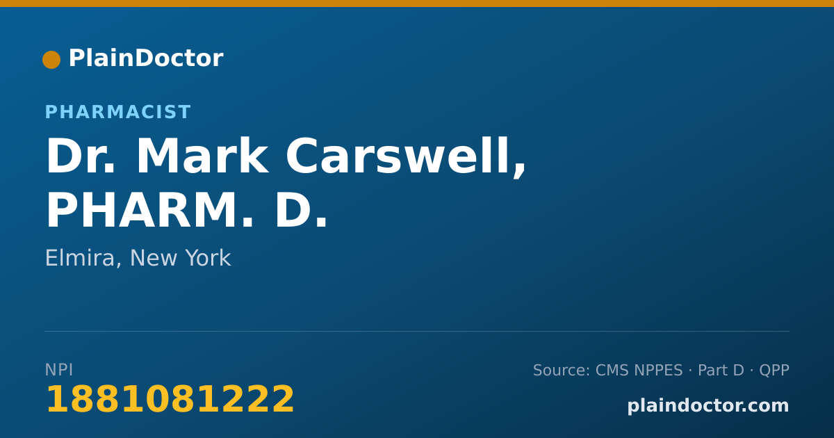 Shareable card for Mark Carswell, PHARM. D. - Pharmacist, Elmira, NY
