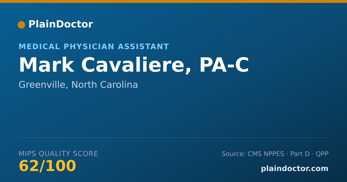 Shareable card for Mark Cavaliere, PA-C - Medical Physician Assistant, Greenville, NC