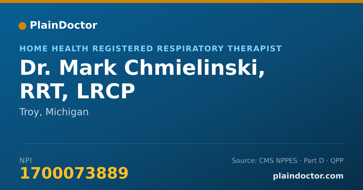 Shareable card for Mark Chmielinski, RRT, LRCP - Home Health Registered Respiratory Therapist, Troy, MI