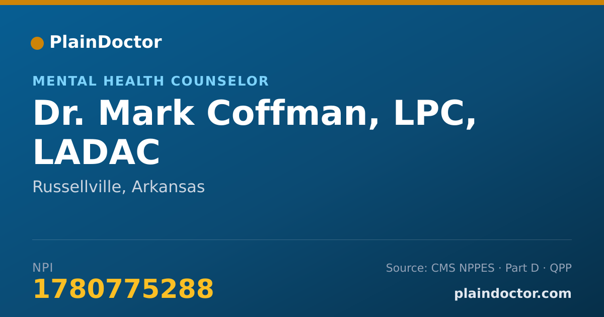 Shareable card for Mark Coffman, LPC, LADAC - Mental Health Counselor, Russellville, AR