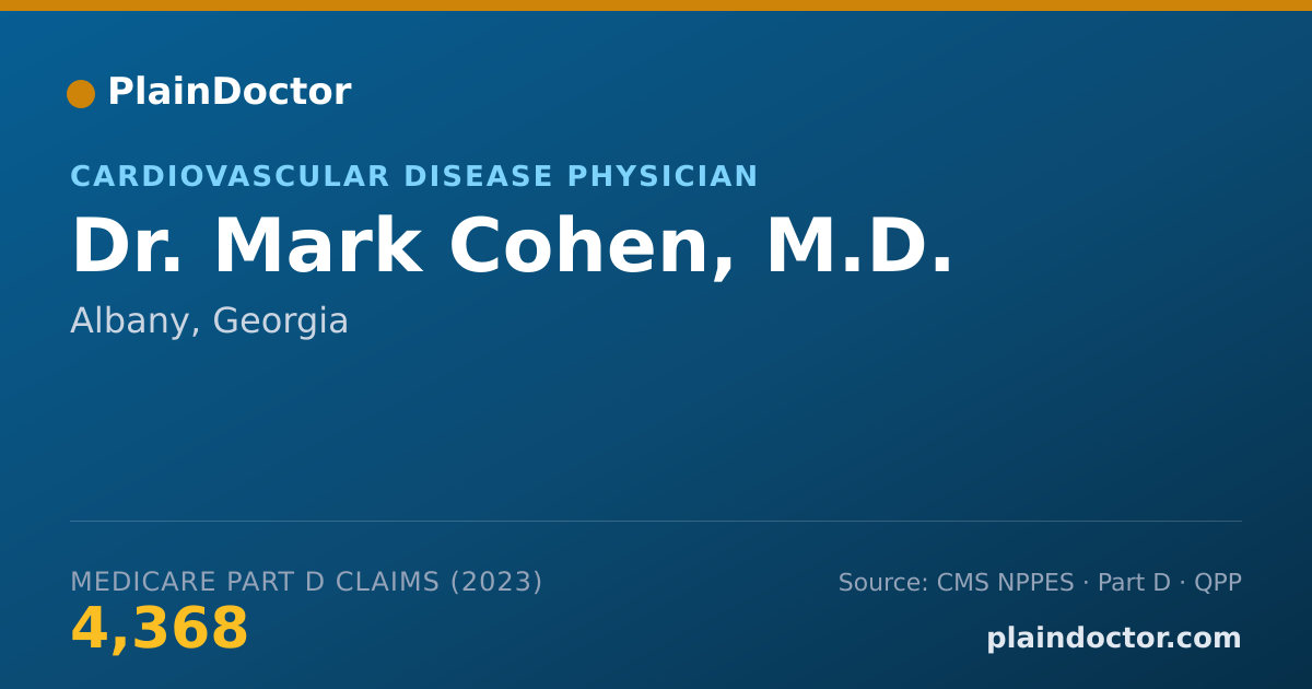 Shareable card for Mark Cohen, M.D. - Cardiovascular Disease Physician, Albany, GA