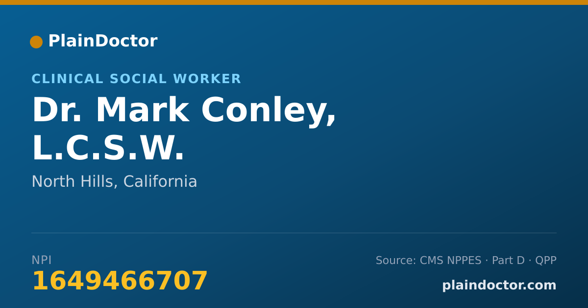 Shareable card for Mark Conley, L.C.S.W. - Clinical Social Worker, North Hills, CA