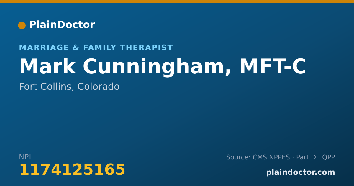 Shareable card for Mark Cunningham, MFT-C - Marriage & Family Therapist, Fort Collins, CO