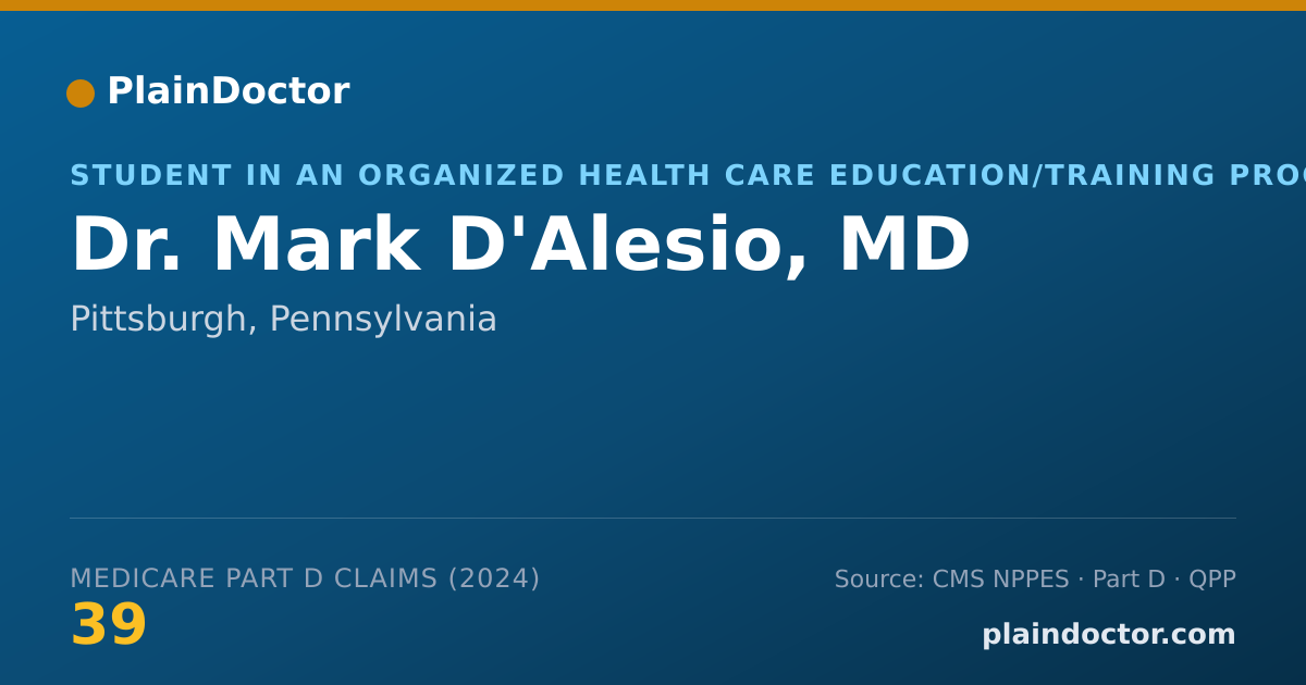 Shareable card for Mark D'Alesio, MD - Student in an Organized Health Care Education/Training Program, Pittsburgh, PA
