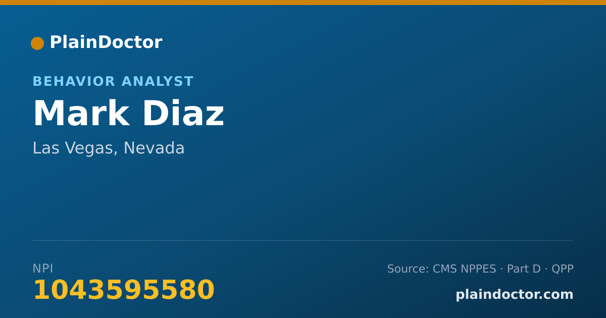 Shareable card for Mark Diaz - Behavior Analyst, Las Vegas, NV