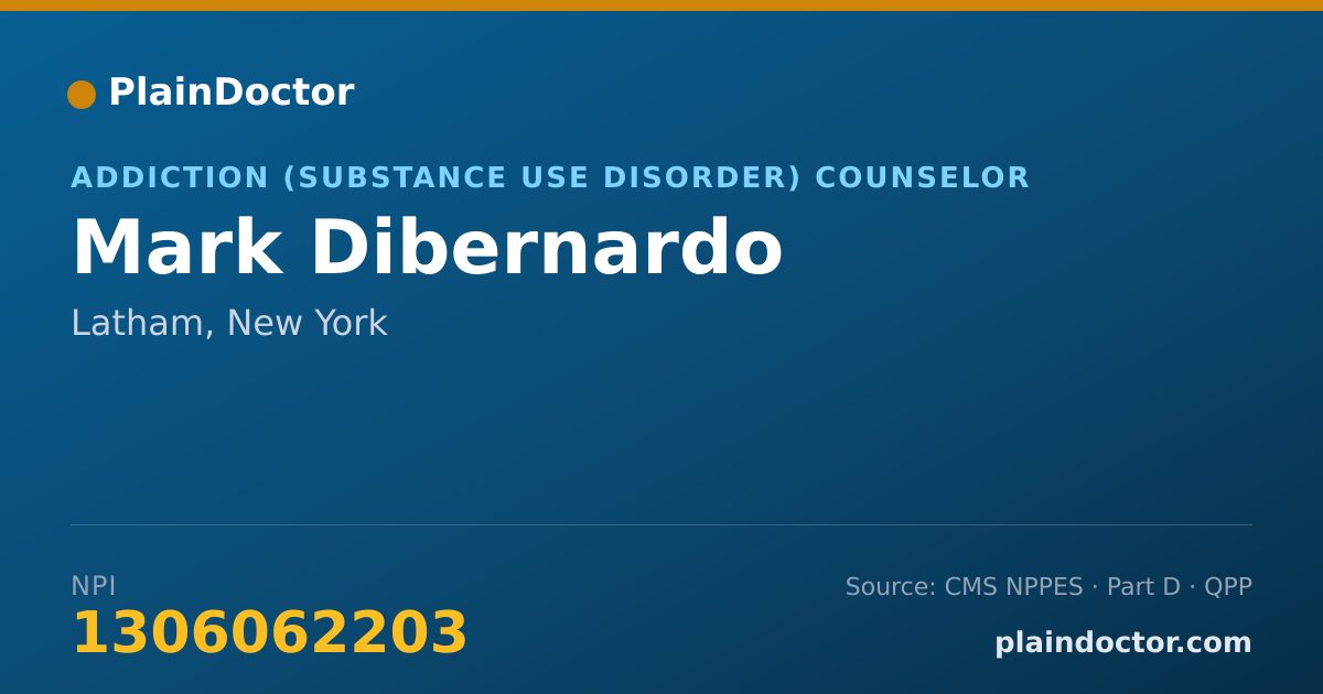 Shareable card for Mark Dibernardo - Addiction (Substance Use Disorder) Counselor, Latham, NY