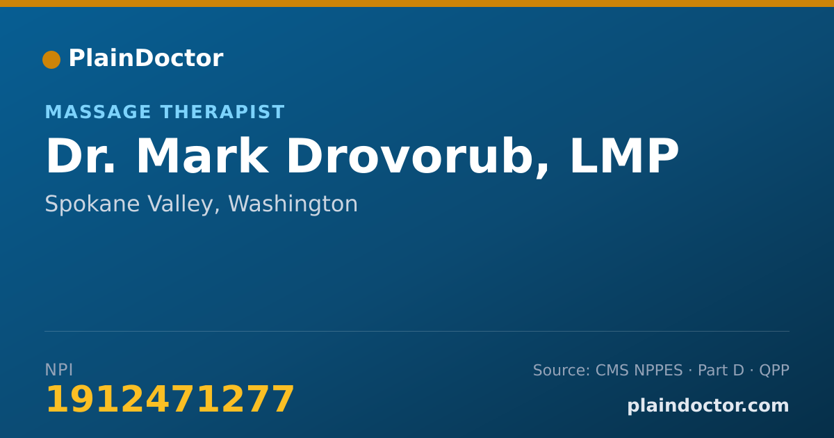 Shareable card for Mark Drovorub, LMP - Massage Therapist, Spokane Valley, WA