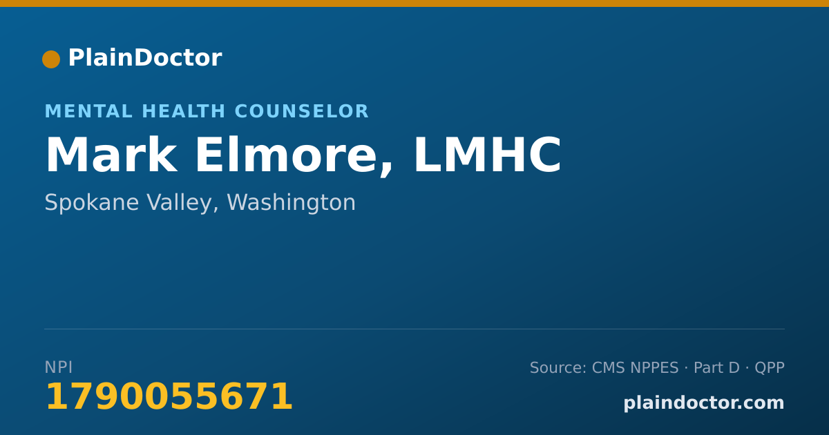 Shareable card for Mark Elmore, LMHC - Mental Health Counselor, Spokane Valley, WA