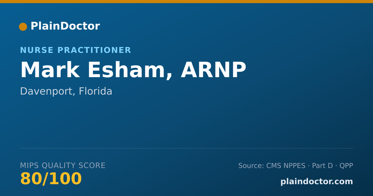 Shareable card for Mark Esham, ARNP - Nurse Practitioner, Davenport, FL