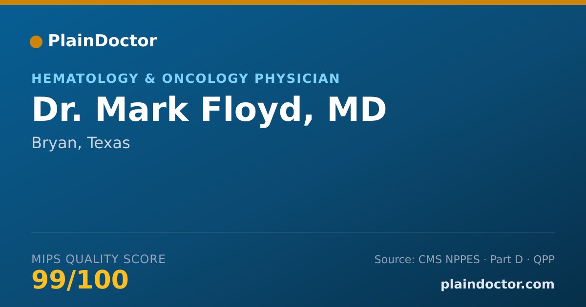 Shareable card for Mark Floyd, MD - Hematology & Oncology Physician, Bryan, TX
