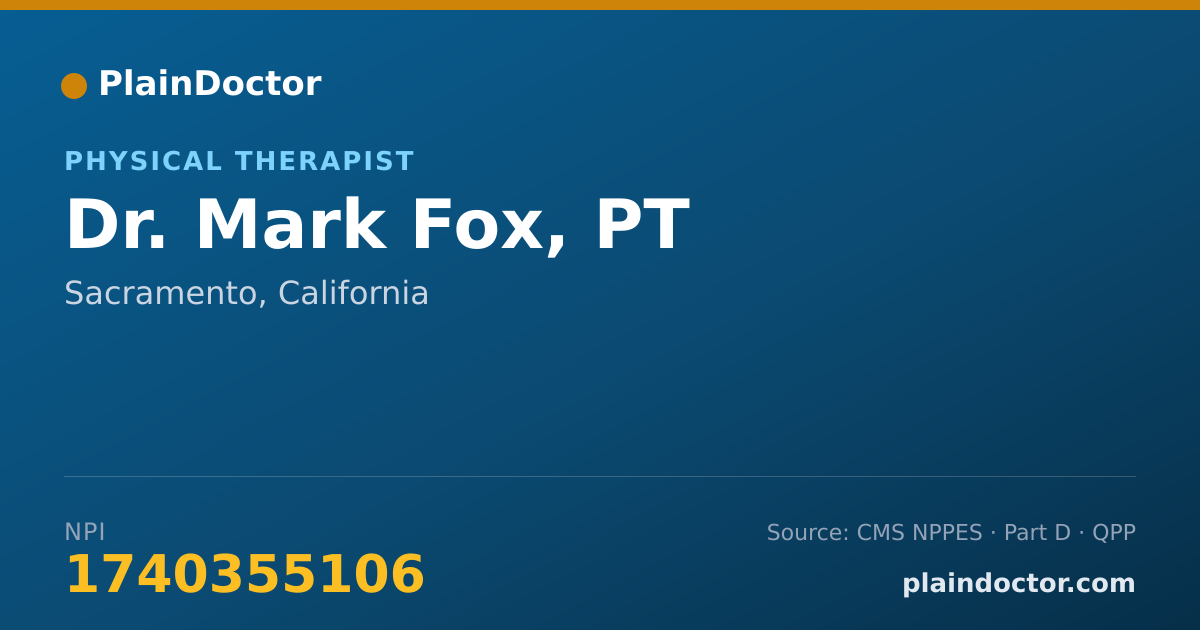 Shareable card for Mark Fox, PT - Physical Therapist, Sacramento, CA