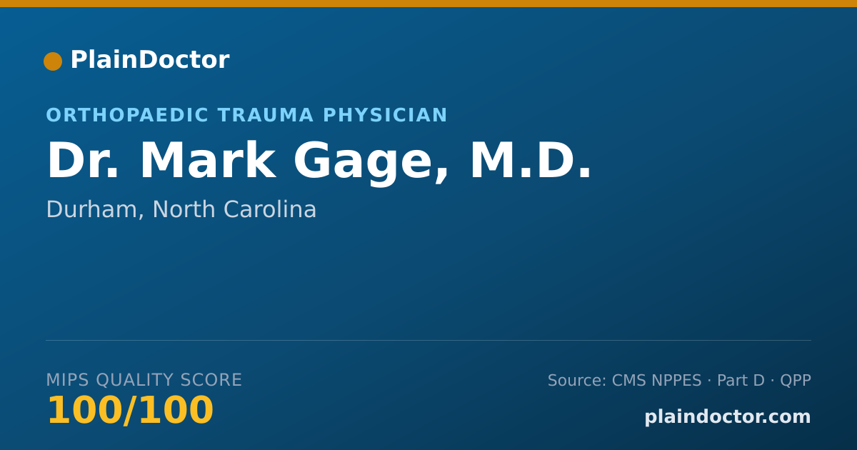 Shareable card for Mark Gage, M.D. - Orthopaedic Trauma Physician, Durham, NC