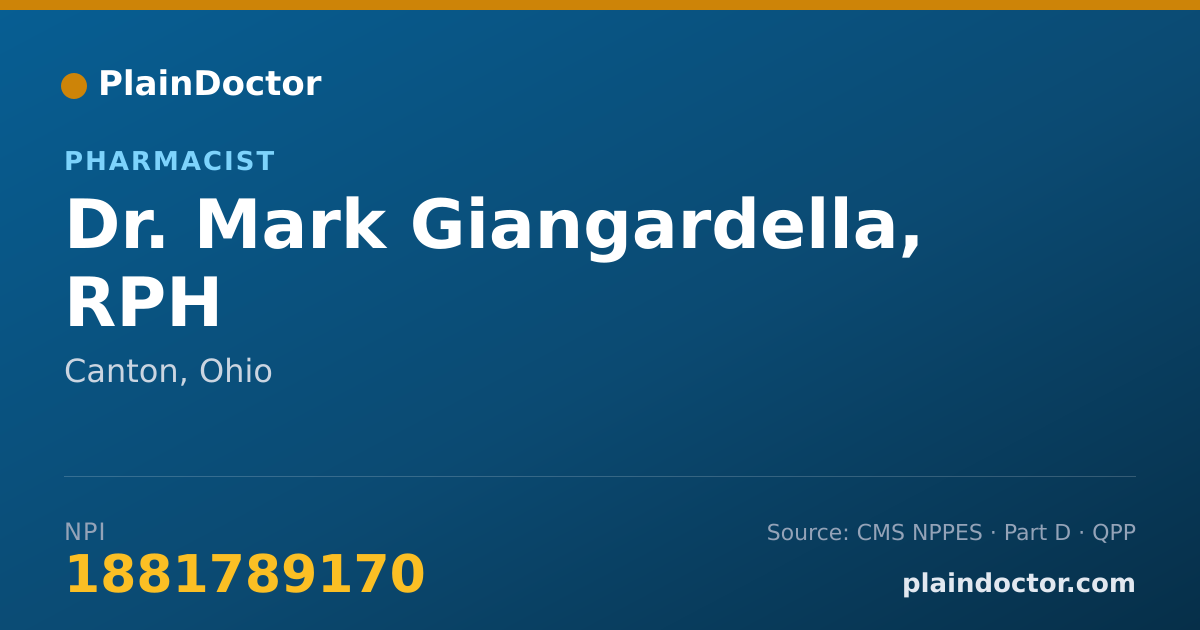 Shareable card for Mark Giangardella, RPH - Pharmacist, Canton, OH