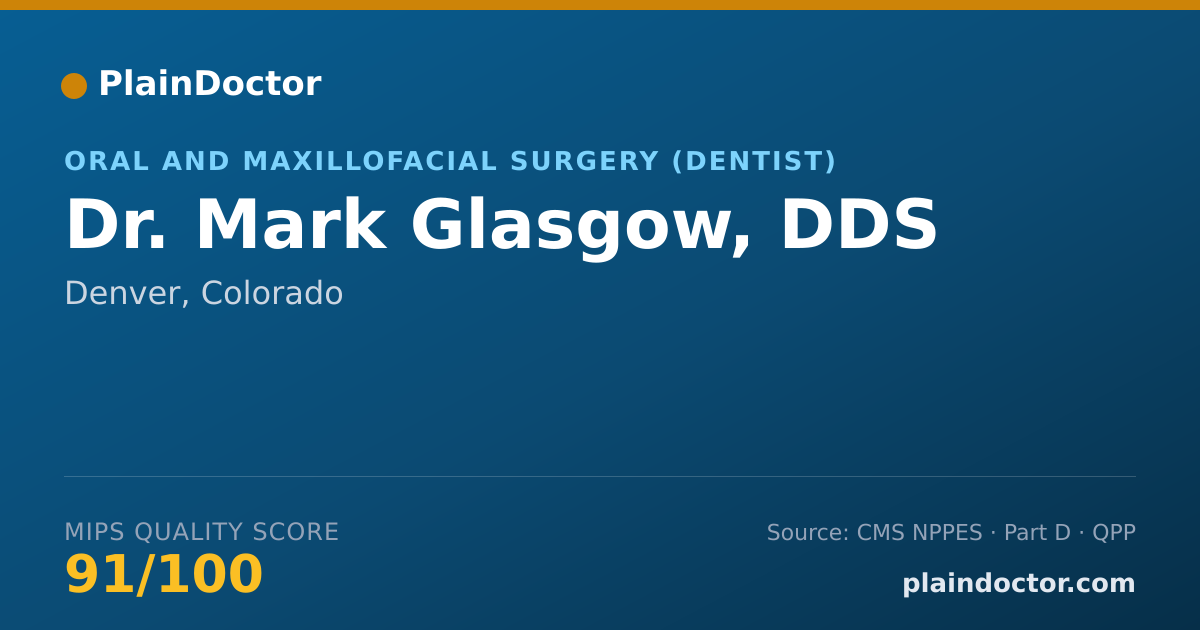 Shareable card for Mark Glasgow, DDS - Oral and Maxillofacial Surgery (Dentist), Denver, CO