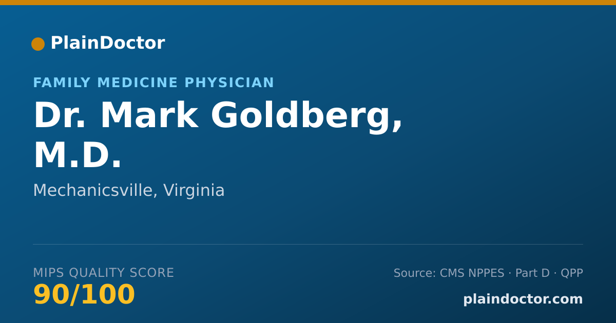 Shareable card for Mark Goldberg, M.D. - Family Medicine Physician, Mechanicsville, VA