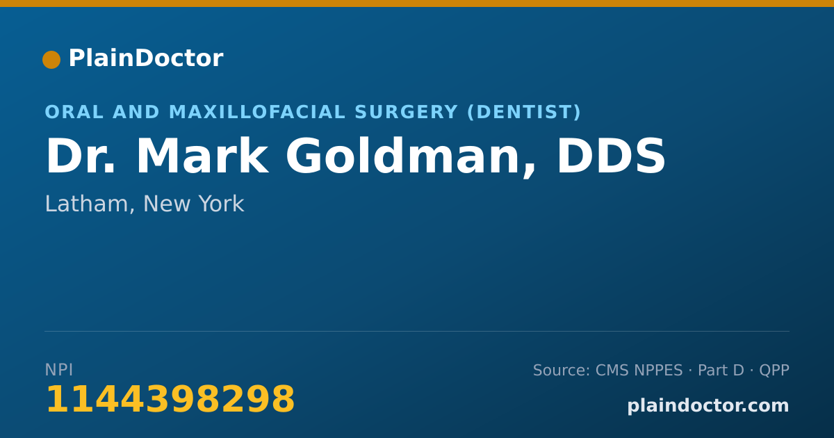 Shareable card for Mark Goldman, DDS - Oral and Maxillofacial Surgery (Dentist), Latham, NY