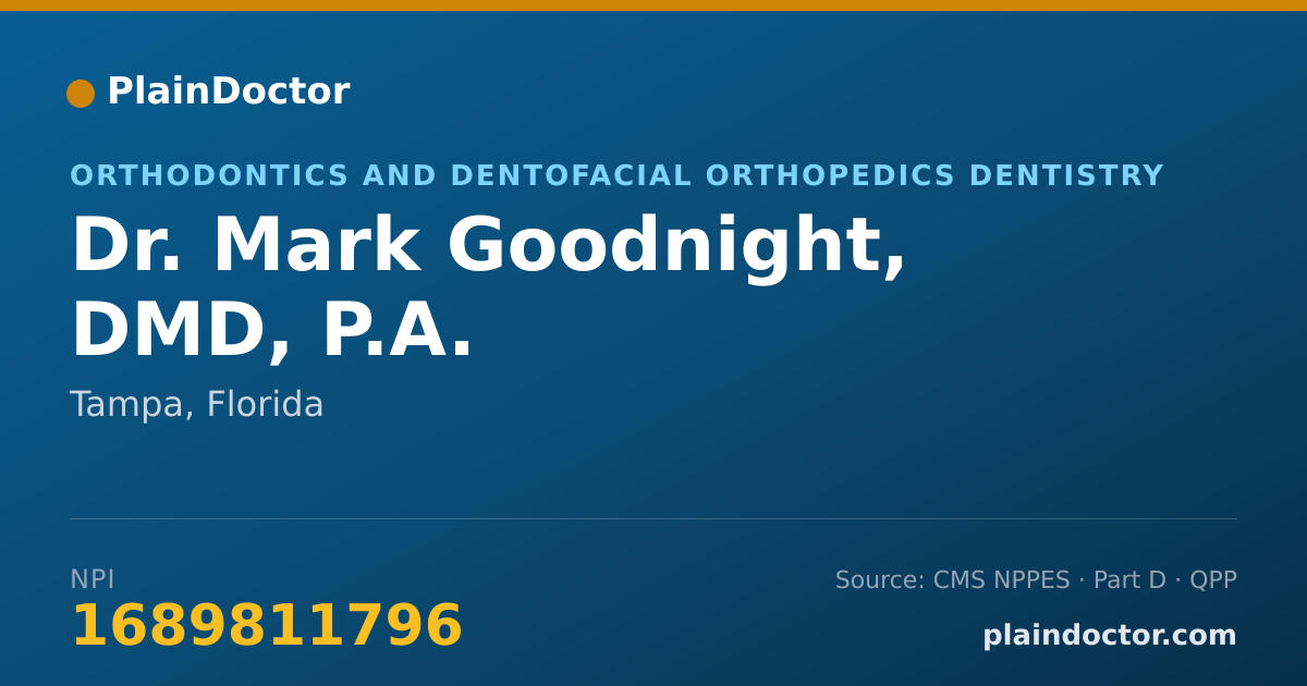 Shareable card for Mark Goodnight, DMD, P.A. - Orthodontics and Dentofacial Orthopedics Dentistry, Tampa, FL