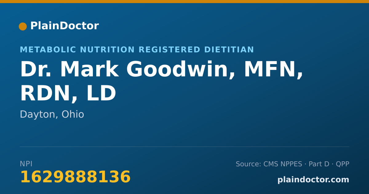 Shareable card for Mark Goodwin, MFN, RDN, LD - Metabolic Nutrition Registered Dietitian, Dayton, OH